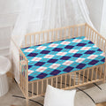 White And Blue Argyle Pattern Print Baby Crib Sheet