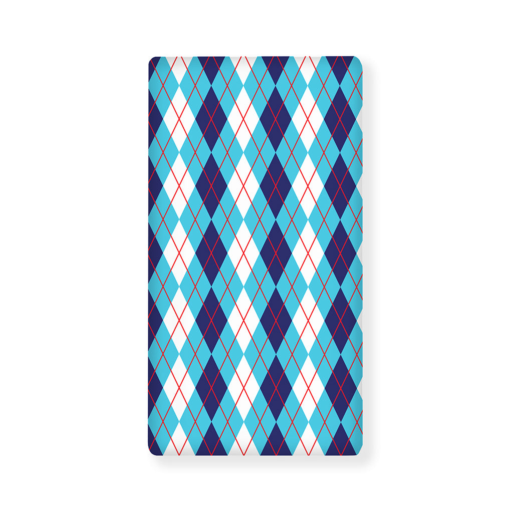 White And Blue Argyle Pattern Print Baby Crib Sheet
