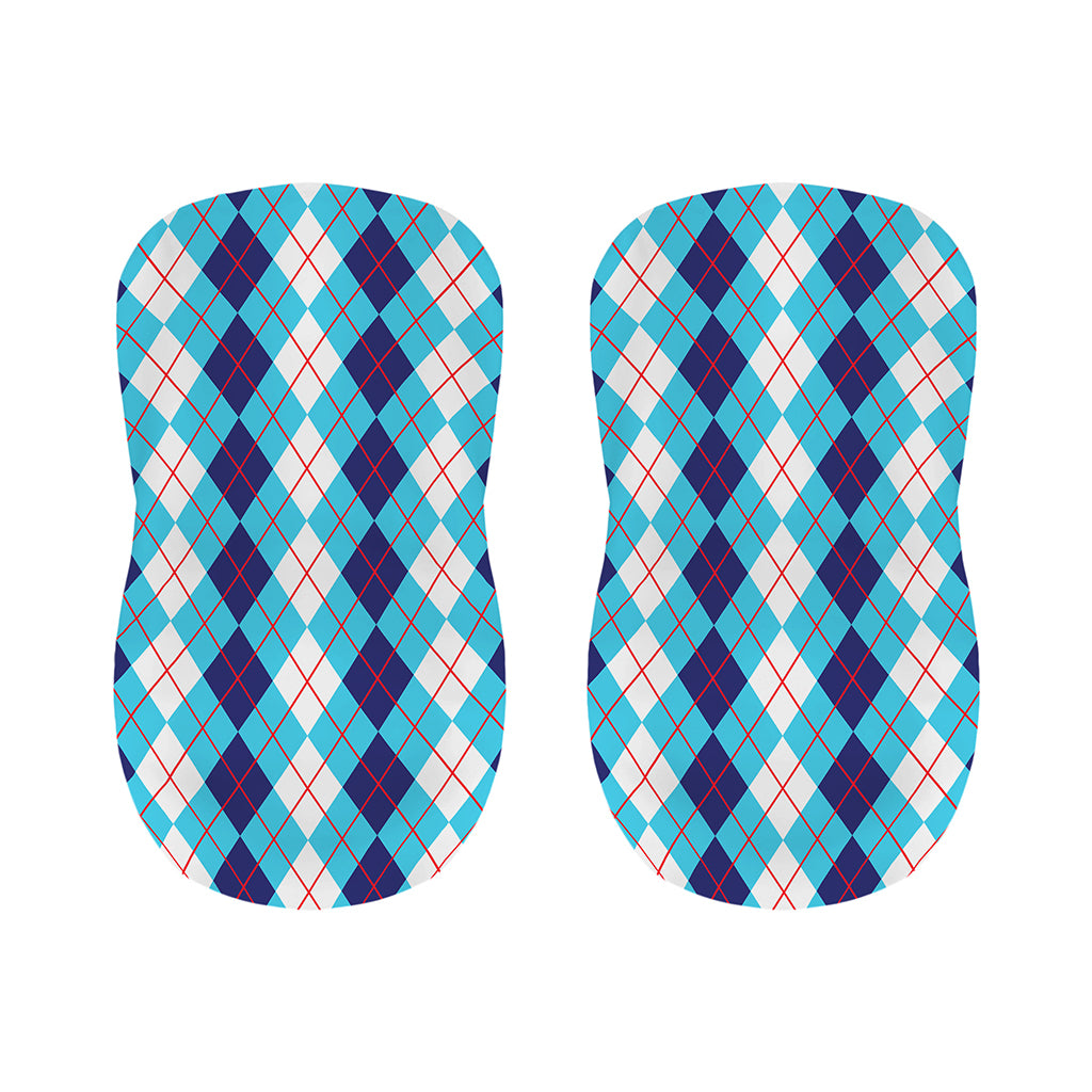 White And Blue Argyle Pattern Print Bar Stool Covers