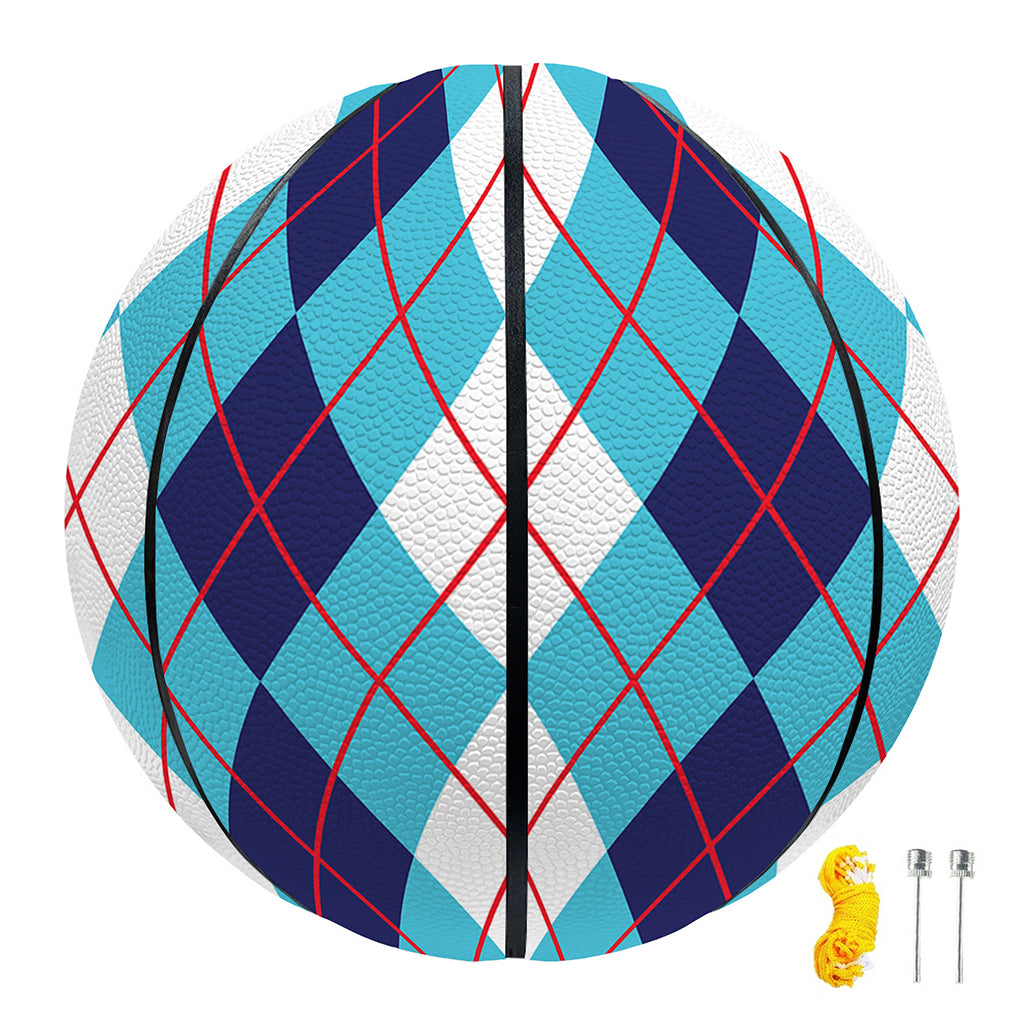 White And Blue Argyle Pattern Print Basketball