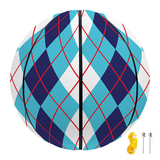 White And Blue Argyle Pattern Print Basketball