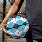 White And Blue Argyle Pattern Print Basketball
