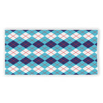 White And Blue Argyle Pattern Print Beach Towel