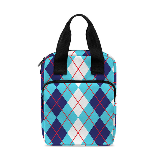 White And Blue Argyle Pattern Print Bible Tote Bag