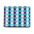 White And Blue Argyle Pattern Print Bifold Wallet