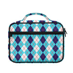 White And Blue Argyle Pattern Print Briefcase Bible Bag