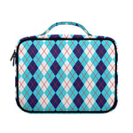 White And Blue Argyle Pattern Print Briefcase Bible Bag