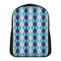 White And Blue Argyle Pattern Print Casual Backpack
