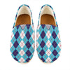 White And Blue Argyle Pattern Print Casual Shoes