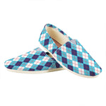 White And Blue Argyle Pattern Print Casual Shoes