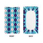 White And Blue Argyle Pattern Print Changing Pad Cover