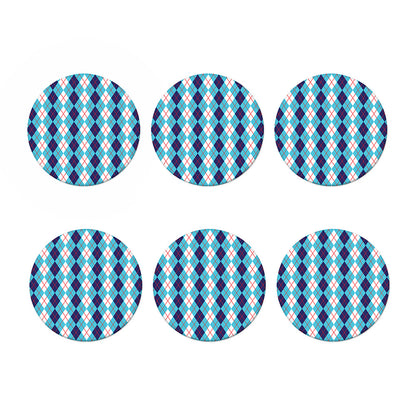 White And Blue Argyle Pattern Print Coaster Set