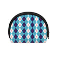 White And Blue Argyle Pattern Print Coin Purse