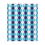 White And Blue Argyle Pattern Print Curtain
