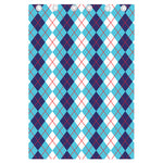 White And Blue Argyle Pattern Print Curtain