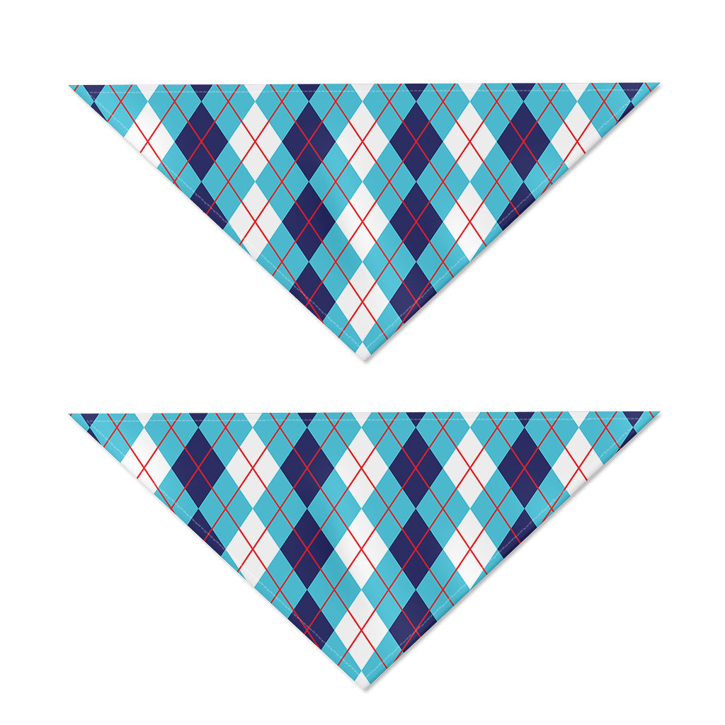 White And Blue Argyle Pattern Print Dog Bandana