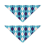 White And Blue Argyle Pattern Print Dog Bandana