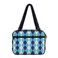 White And Blue Argyle Pattern Print Double Strap Bible Bag