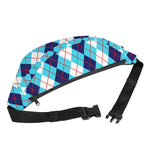 White And Blue Argyle Pattern Print Fanny Pack