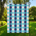 White And Blue Argyle Pattern Print Garden Flag
