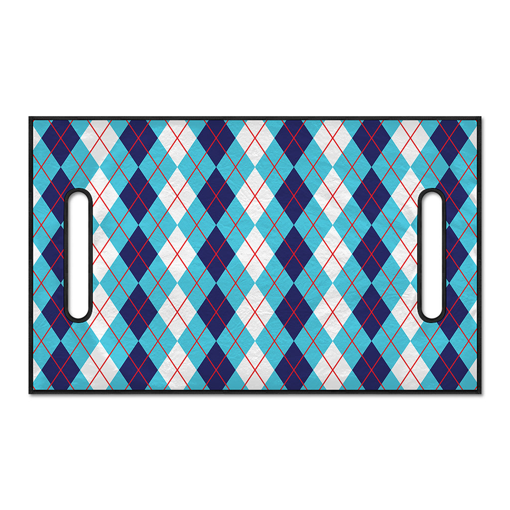 White And Blue Argyle Pattern Print Golf Cart Seat Cover