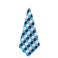 White And Blue Argyle Pattern Print Hand Towel