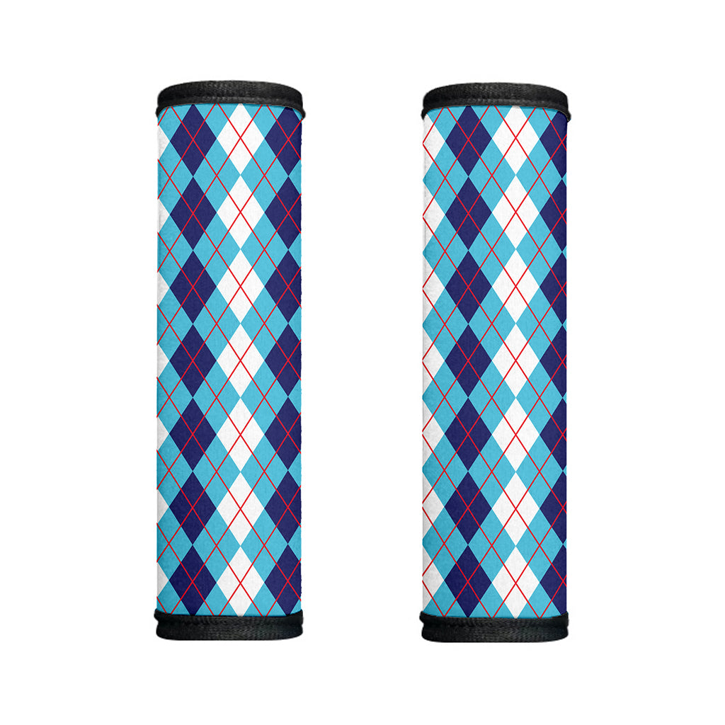 White And Blue Argyle Pattern Print Handle Covers