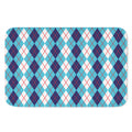 White And Blue Argyle Pattern Print Indoor Door Mat