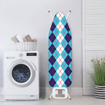 White And Blue Argyle Pattern Print Ironing Board Cover
