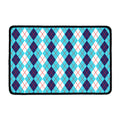 White And Blue Argyle Pattern Print Kitchen Mat