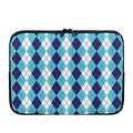 White And Blue Argyle Pattern Print Laptop Sleeve