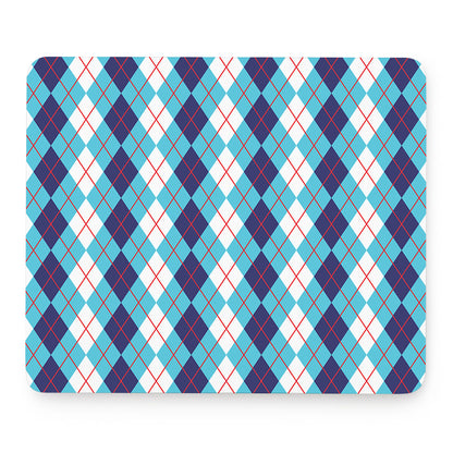 White And Blue Argyle Pattern Print Mouse Pad