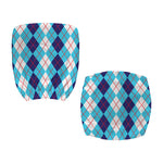 White And Blue Argyle Pattern Print Office Chair Cover