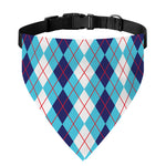 White And Blue Argyle Pattern Print Over The Collar Dog Bandana
