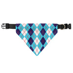 White And Blue Argyle Pattern Print Over The Collar Dog Bandana