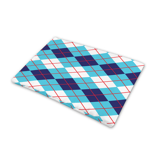 White And Blue Argyle Pattern Print Pet Cooling Mat Cover