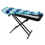White And Blue Argyle Pattern Print Piano Keyboard Cover