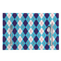 White And Blue Argyle Pattern Print Placemat