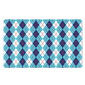 White And Blue Argyle Pattern Print Polyester Doormat