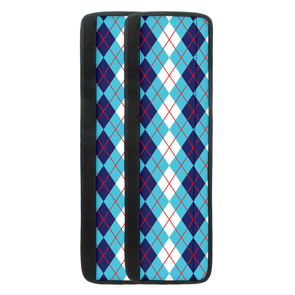 White And Blue Argyle Pattern Print Refrigerator Handle Covers