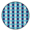White And Blue Argyle Pattern Print Round Floor Mat
