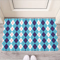 White And Blue Argyle Pattern Print Rubber Doormat