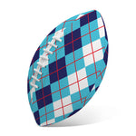 White And Blue Argyle Pattern Print Rugby Ball