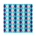 White And Blue Argyle Pattern Print Silk Bandana