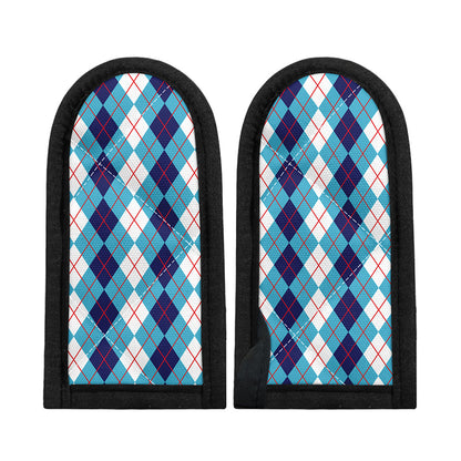White And Blue Argyle Pattern Print Skillet Handle Cover