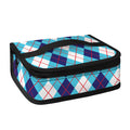 White And Blue Argyle Pattern Print Small Lunch Bag