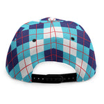 White And Blue Argyle Pattern Print Snapback Cap