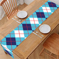 White And Blue Argyle Pattern Print Table Runner