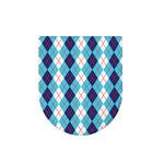 White And Blue Argyle Pattern Print Toilet Lid Cover