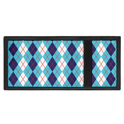 White And Blue Argyle Pattern Print Trifold Wallet